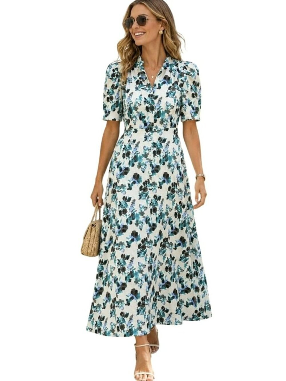 Tuckernuck Floral Midi Button Dress Large Cottagecore New